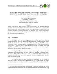Pdf A Review Of Sharenah Compliant Instruments For Islamic Credit Cards As Adopted By Malaysian Financial Institutions