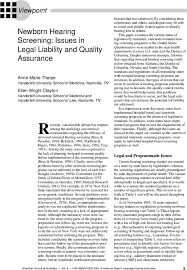 Newborn Hearing Screening Issues In Legal Liability And