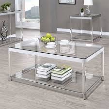 Artiss 2 tier coffee space saving table tempered glass stainless steel black. Coaster Furniture 720748 Coffee Table Chrome Clear Acrylic New Home Garden Fu Coffee Table Rectangle Rectangular Glass Coffee Table Glass Top Coffee Table