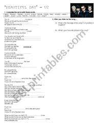 U2 Beautiful Day Esl Worksheet By Denisegerbaix