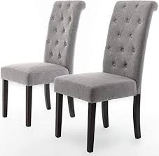 Add to favorites french linen chair seat cover slipcover with 4 sided ruffle in natural flax color. Amazon Com Dininl Fur Dining Chair Kitchen Chairs Set Of 2 Modern Dining Room Side Chairs Fabric Cushion Seat Back Light Gery Chairs
