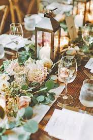 Romantic Wedding Centerpiece Ideas With Lantern Wedding Table Settings Wedding Table Centerpieces Rectangle Wedding Tables