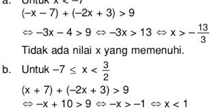 Memahami mengenai nilai mutlak serta persamaan dan pertidaksamaan nilai mutlak ✓ yuk simak langsung materi nilai mutlak agar paham. Nilai X Yang Memenuhi Pertidaksamaan X 7 2x 3 9 Adalah Mas Dayat