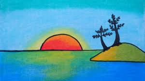 Use the same thought process as before, varying heights, widths, and distances to create an interesting silhouette. Kids Drawing Of Sunset Novocom Top