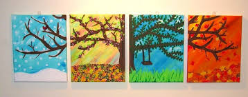 I Painted A 4 Seasons Tree Painting It Was Pretty Easy And Fun Painting Tree Painting Canvas Painting