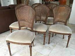 Antique side arm solid wood cane bottom chairs set of 2. Set Of 6 Antique French Louis Xvi Style Dining Room Chairs With Cane Back Ebay