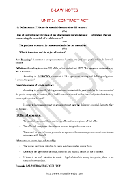 Pdf B Law Notes Unit 1 Contract Act Ross Geller Academia Edu