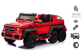 Voiture Jouet Electrique Mercedes Benz G63 6x6 Lecteur Mp3 Eclairage De Roue Et Eclairage Inferieur 2 4ghz 12v14ah Boitier De Batterie Amovible 4 X Moteur Telecommande Double Siege En Cuir Roues Gum Radio Fm Servomoteur