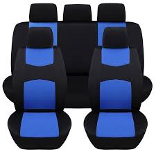 Universal Sponge Pu Leather Car Seat Covers Full Set Royal Blue And Black Car Seat Cushion Car Interior Accessories Seat Cushion Covers
