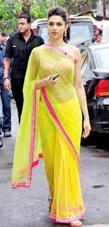 Yellow Saree Indian Outfits Deepika Padukone Style Saree Look