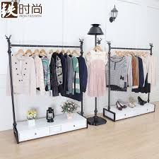 Here is a hand forged hanger for clothes which will be nice accessories for your wardrobe. Buy Iron Fashion Floor Wrought Iron Clothing Rack Clothing Store Display Shelf Hanger Clothes Rack On The Wall Side Of The Rack In Cheap Price On Alibaba Com