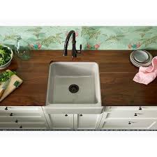 The drain opening takes care of the most crucial part of a sink, which is the drainage. Kohler Whitehaven Farmhouse Undermount Short Apron Front Cast Iron 24 In Single Bowl Kitchen Sink In White K 5664 0 The Home Depot