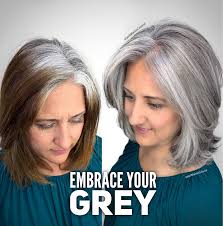 Embrace Your Grey And Stop Coloring Check The Link Below On How I Achieved This Transformation Blending Gray Hair Gray Hair Highlights Pretty Gray Hair