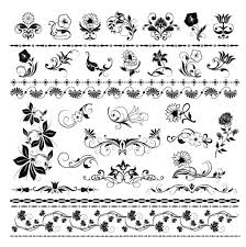 Silhouette graphics of vector plants. Decorative Free Flower Vectors Set Cdr File Download Free Vector Vector Free Pattern Drawing Lace Pattern