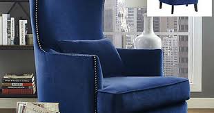 Upholstered Wingback Chair Velvet Blue Armchair Accent Wing High Back Tall Room Wingback Chair High Back Accent Chairs Blue Accent Chairs