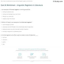 In particular, students and scholars interpret gained data or findings in appropriate depth. Quiz Worksheet Linguistic Registers In Literature Study Com