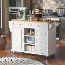 White Kitchen Island with Wheels, Large Storage and Adjustable ...