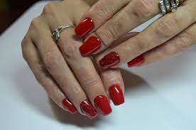 Red Nails With Red Glitter Red Nails Elegant Nails Red Nail Art