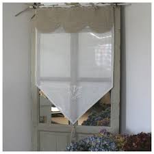 Brise Bise Rideau Monogramme Blanc Et Cantonniere Lin A Nouettes Rideaux Cantonnieres Rideaux Rideaux Cuisine