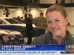 Despite 36 races, nearly 14,000 miles and a season stretching from february to november, a nascar cup series championship can boil down to a single second lost or gained on pit road. Meet Christmas Abbott Nascar S First Female Pit Crew Member Sbnation Com