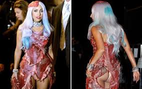 Meat dress.lady gaga dons a meat dress while accepting the video of the year award at the 2010 mtv video music awards held at nokia theatre l.a. Lady Gaga S Meat Dress Divides Opinion