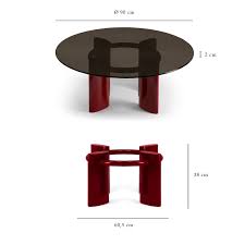 Two smaller tables can stay in the corners. Coffee Table With Red Lacquered Legs And Smoked Glass Top Carlotta The Socialite Family