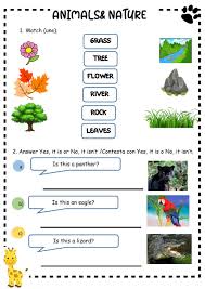 In the english language, animals have different names depending on whether they are male, female, young, domesticated, or in groups. Animals And Nature Interactive Worksheet