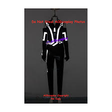 Tron Legacy Quorra Cosplay Costume With Light Reflection Strip Chest and arm armour constructed from scratch out of craft foam, cardboard, styrofoam and tons of super glue suit and identity disk are made with reflective tape.