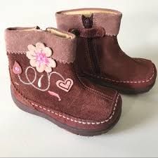 Primigi Baby Girl Suede Flower Brown Boots 21 5 5