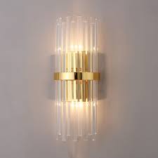 Wall candle sconces can bring warmth to almost any room in a way that's different from the lighting effect you will create with electric lights. Modern Style Cylinder Wall Light Clear Glass 2 Lights Gold Wall Sconce For Living Room Bedroom Hl538045 Buy At The Price Of 58 32 In Beautifulhalo Com Imall Com