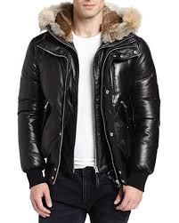 Mackage Glen Leather Down Bomber Jacket With Fur Trim Leather Jacket With Hood Leather Jacket Leather Bomber Jacket
