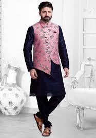 Buy Online Printed Art Silk Asymmetric Nehru Jacket In Pink Now Item Code Mhg880 Color Pink Oc Fashion Suits For Men Indian Men Fashion Mens Kurta Designs
