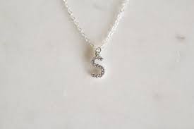 Initial S Necklace Diamond S Necklace Silver Etsy Real Diamond Necklace Necklace Initial Heart Necklace
