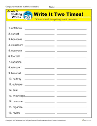 Third Grade Spelling Words List Week 24 K12reader