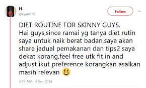 Cara menggemukan badan dengan susu bisa dilakukan dengan memilih susu full cream. Ini Jadual Pemakanan Murah Tapi Sihat Bagi Mereka Bertubuh Kurus Keding Untuk Tambah Berat Badan Hijabista