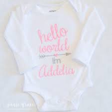 Embroidered patches were earlier a handmade product. Hello World Personalized Embroidered Newborn Baby Girl Coming Home B Junie Grace