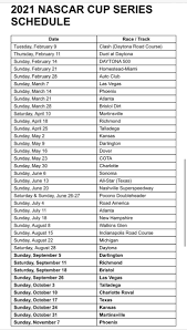 Nascar plans to organize eight races at eight different tracks for the cup series according to its new 2020 schedule changes, reports athletic and the schedule is considered provisional as the circumstances created by the pandemic. Bob Pockrass On Twitter Official 2021 Nascar Cup Series Schedule