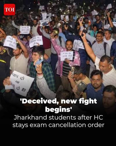 Student leaders protesting against the alleged irregularities in # Jharkhand's #recruitment exams criticised the #HemantSoren-led government on Thursday after the high court blocked the government's decision to cancel the jobs of employees who