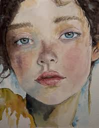 Watercolor portrait painting progress