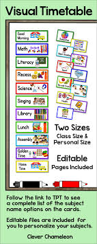 Visual Timetable In Class Size And Individual Size Editable Files Included Available At Clever Chameleo Visual Timetable Education Poster Inclusive Education