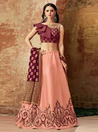 Peach Silk Designer Lehenga Choli 146935 Have you bookmarked your favourite saree lehenga designs? peach silk designer lehenga choli 146935