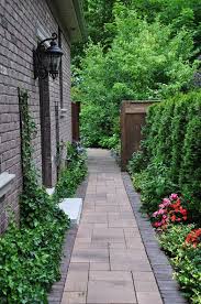 Ideas For That Narrow Space In Between Suburban Homes Side Yard Landscaping Pathway Landscaping Walkway Landscaping