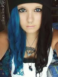 Half Blue Half Black Half Shaved Hair Edgy Hair Split Hair