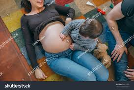 Little Boy Tickling Belly His Pregnant Stock Photo 790221325 | Shutterstock