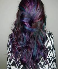 Black Hair With Subtle Rainbow Highlights Black Hair With Highlights Purple Hair Blue Purple Hair