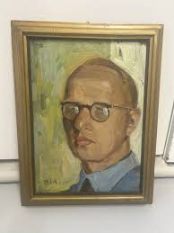 Mogens S. Andersen portræt, olie på masonitplade