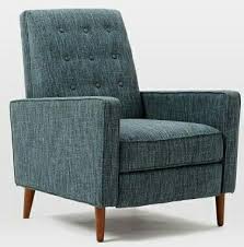 Rhys Recliner Heather Tweed Fabric In Marine West Elm Mid Century Recliner Living Room Chairs Living Room Chairs Modern