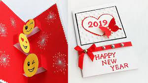 Use rhinestones to make the greeting card extra special. How To Make New Year Pop Up Card Handmade New Year Card Idea Youtube New Year Card Design New Year Card Cards
