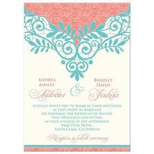 Coral Turquoise And Ivory Vintage Lace Wedding Invitation We Will Pers Vintage Wedding Invitations Vintage Wedding Invitations Lace Lace Wedding Invitations