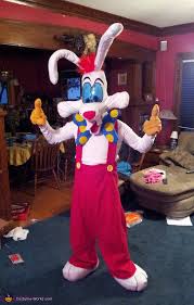 The diy bugs bunny costume includes a tune squad jersey/sleeveless shirt with blue ribbon trimming, a felt grey and pink bunny ears headband, and a pair of shorts with a bushy bunny tail and. Homemade Roger Rabbit Costume